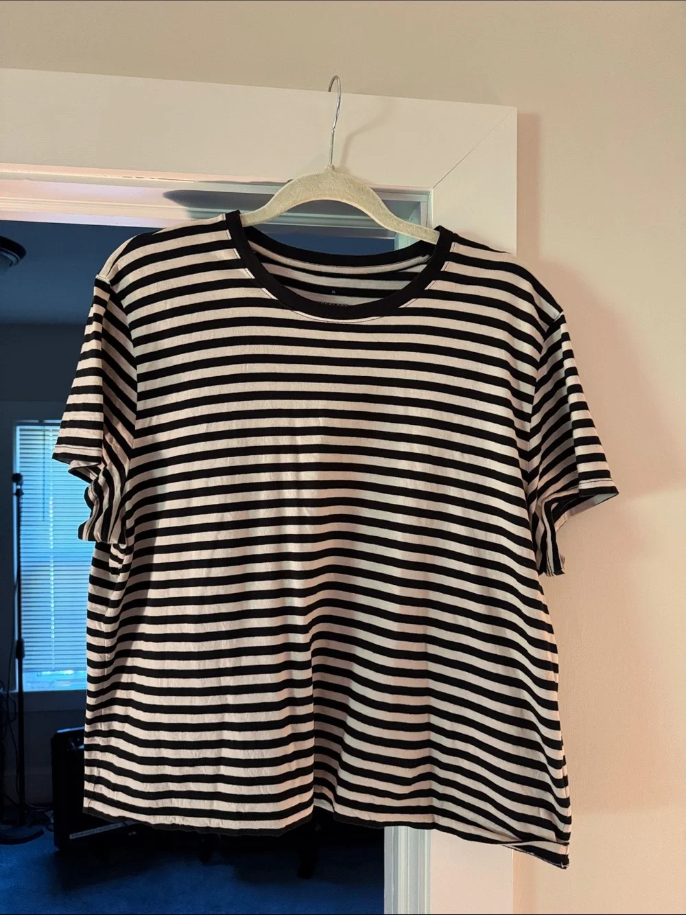Everlane Black & White Striped Short Sleeve Tee